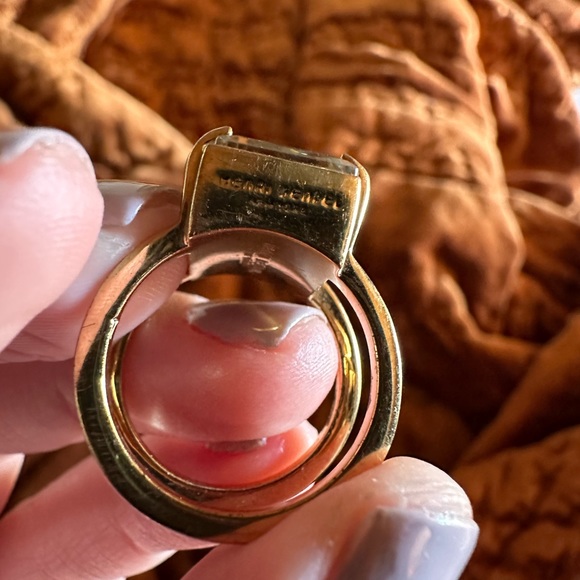 Henri Bendel Gold Cocktail Ring with Gold Stone- Size 7 - Picture 4 of 6